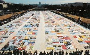 US-Quilt vor dem Weißen Haus in Washington, Oktober 1988